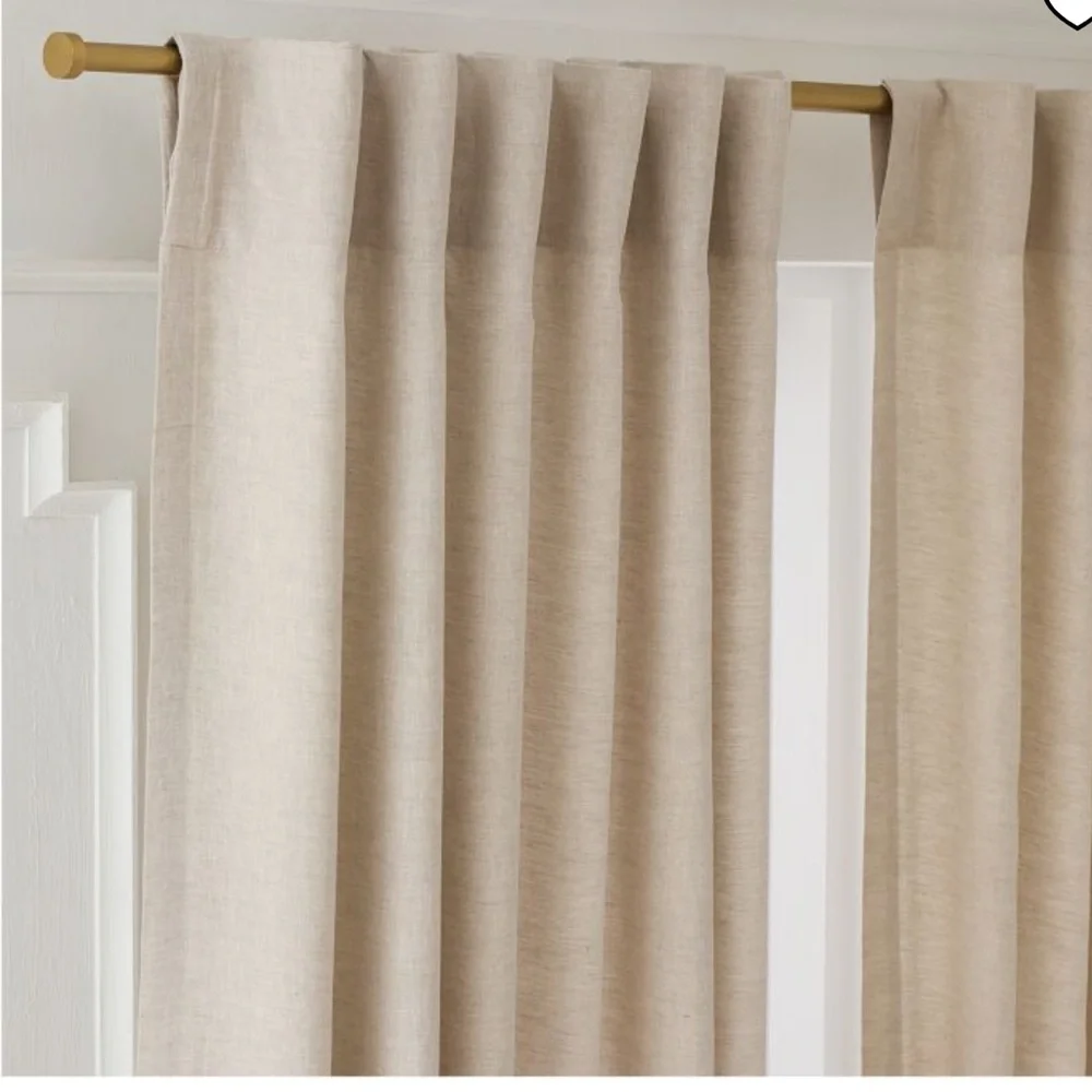West Elm Custom Size European Flax Linen Curtain - Natural Flax 60x101